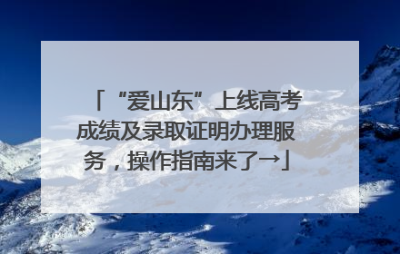 “爱山东”上线高考成绩及录取证明办理服务，操作指南来了→