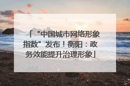 “中国城市网络形象指数”发布！衡阳：政务效能提升治理形象