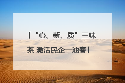 “心、新、质”三味茶 激活民企一池春