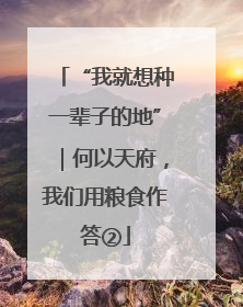 “我就想种一辈子的地”｜何以天府，我们用粮食作答②