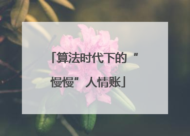 算法时代下的“慢慢”人情账
