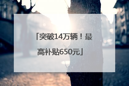 突破14万辆！最高补贴650元