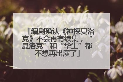 编剧确认《神探夏洛克》不会再有续集，“夏洛克”和“华生”都不想再出演了