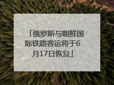 俄罗斯与朝鲜国际铁路客运将于6月17日恢复
