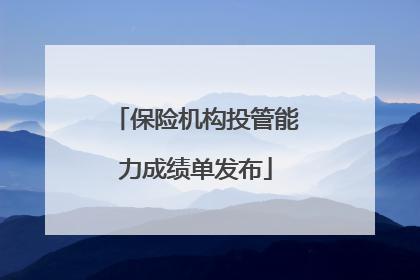 保险机构投管能力成绩单发布