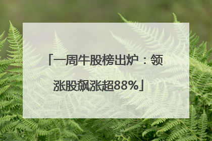 一周牛股榜出炉：领涨股飙涨超88%