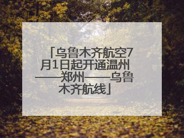 乌鲁木齐航空7月1日起开通温州——郑州——乌鲁木齐航线