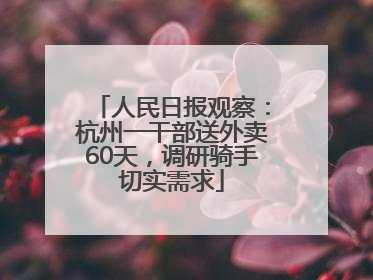 人民日报观察：杭州一干部送外卖60天，调研骑手切实需求