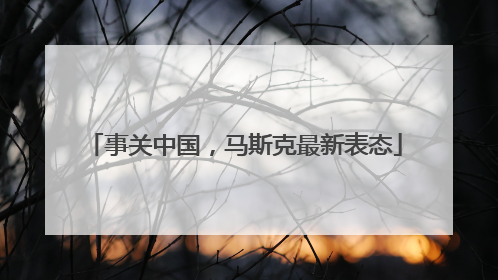 事关中国，马斯克最新表态