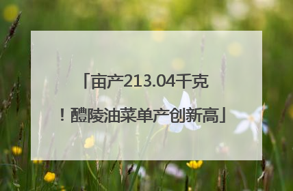 亩产213.04千克！醴陵油菜单产创新高