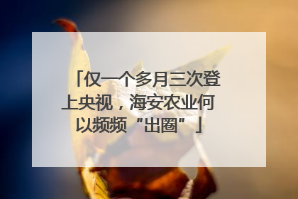 仅一个多月三次登上央视，海安农业何以频频“出圈”