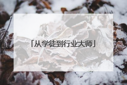 从学徒到行业大师