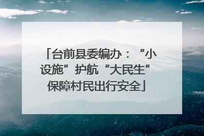 台前县委编办：“小设施”护航“大民生” 保障村民出行安全