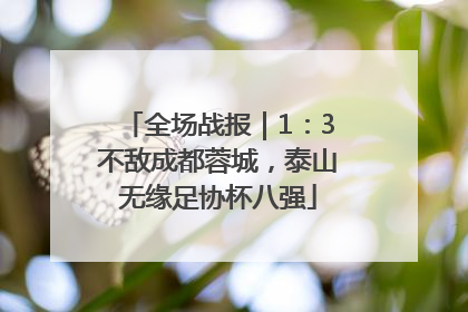 全场战报｜1：3不敌成都蓉城，泰山无缘足协杯八强