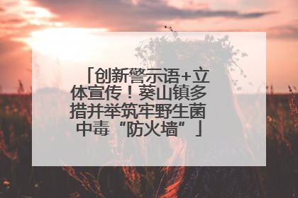 创新警示语+立体宣传！葵山镇多措并举筑牢野生菌中毒“防火墙”