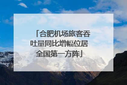 合肥机场旅客吞吐量同比增幅位居全国第一方阵