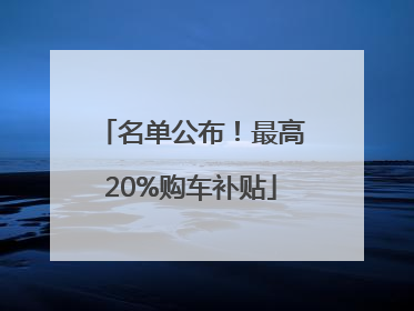 名单公布！最高20%购车补贴