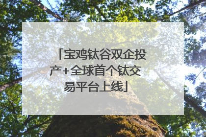 宝鸡钛谷双企投产+全球首个钛交易平台上线