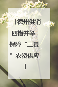 德州供销四措并举 保障“三夏”农资供应