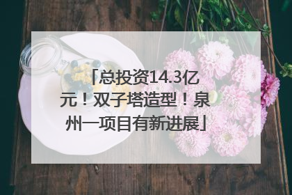 总投资14.3亿元！双子塔造型！泉州一项目有新进展