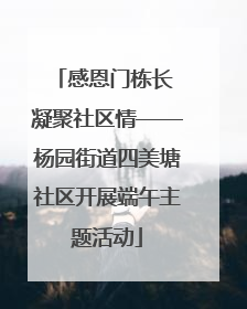 感恩门栋长 凝聚社区情——杨园街道四美塘社区开展端午主题活动
