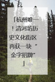 杭州唯一！清河坊历史文化街区再获一块“金字招牌”