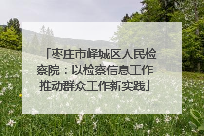 枣庄市峄城区人民检察院：以检察信息工作推动群众工作新实践