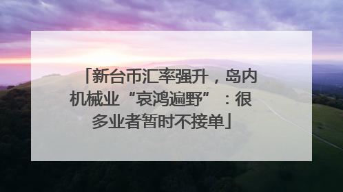 新台币汇率强升，岛内机械业“哀鸿遍野”：很多业者暂时不接单
