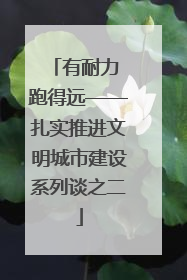 有耐力 跑得远——扎实推进文明城市建设系列谈之二