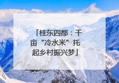 桂东四都：千亩“冷水米”托起乡村振兴梦