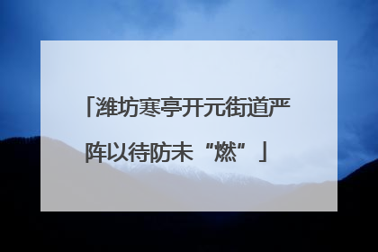 潍坊寒亭开元街道严阵以待防未“燃”