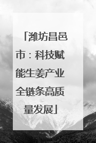 潍坊昌邑市：科技赋能生姜产业全链条高质量发展