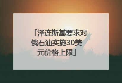 泽连斯基要求对俄石油实施30美元价格上限