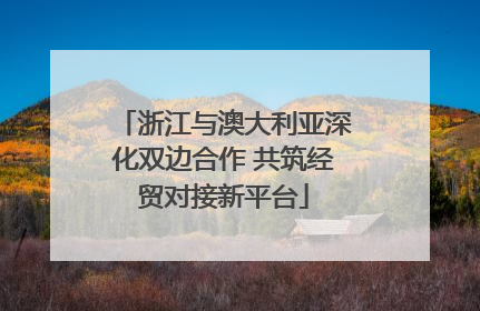 浙江与澳大利亚深化双边合作 共筑经贸对接新平台