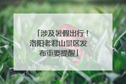 涉及暑假出行！洛阳老君山景区发布重要提醒