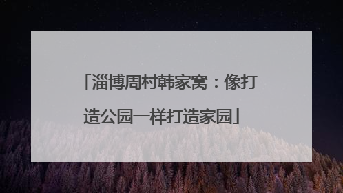 淄博周村韩家窝：像打造公园一样打造家园
