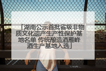 湖南公示首批省级非物质文化遗产生产性保护基地名单 传统酿造酒雁峰酒生产基地入选