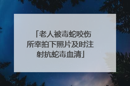 老人被毒蛇咬伤 所幸拍下照片及时注射抗蛇毒血清