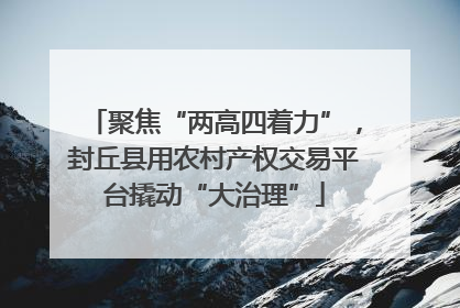 聚焦“两高四着力”，封丘县用农村产权交易平台撬动“大治理”