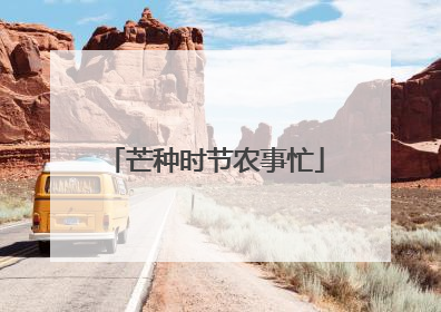 芒种时节农事忙