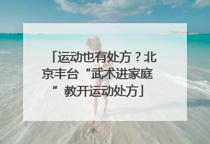 运动也有处方？北京丰台“武术进家庭”教开运动处方