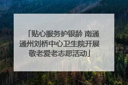 贴心服务护银龄 南通通州刘桥中心卫生院开展敬老爱老志愿活动