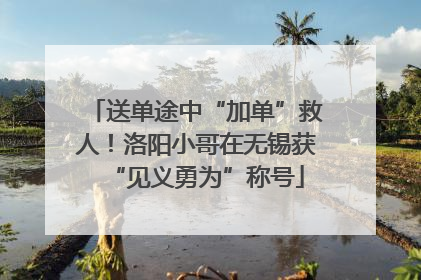 送单途中“加单”救人！洛阳小哥在无锡获“见义勇为”称号