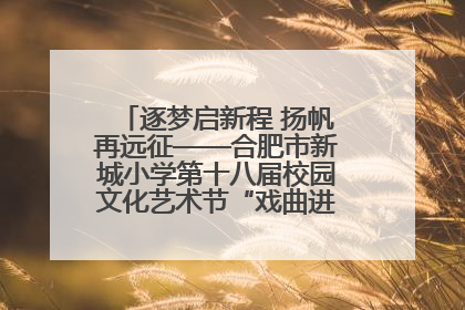 逐梦启新程 扬帆再远征——合肥市新城小学第十八届校园文化艺术节“戏曲进校园专场演出”