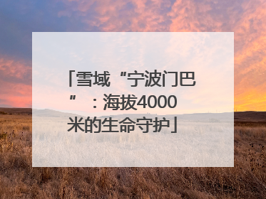 雪域“宁波门巴”：海拔4000米的生命守护
