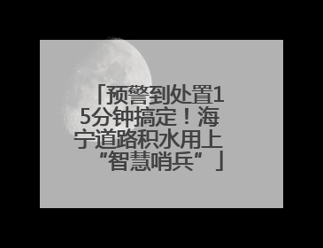 预警到处置15分钟搞定！海宁道路积水用上“智慧哨兵”