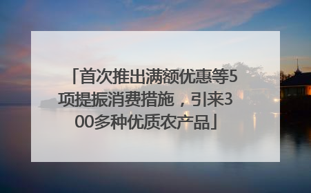首次推出满额优惠等5项提振消费措施，引来300多种优质农产品