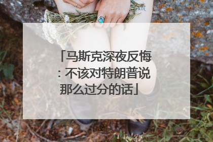 马斯克深夜反悔：不该对特朗普说那么过分的话