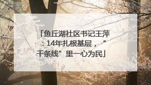 鱼丘湖社区书记王萍：14年扎根基层，“千条线”里一心为民