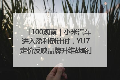 100观察｜小米汽车进入盈利倒计时，YU7定价反映品牌升维战略